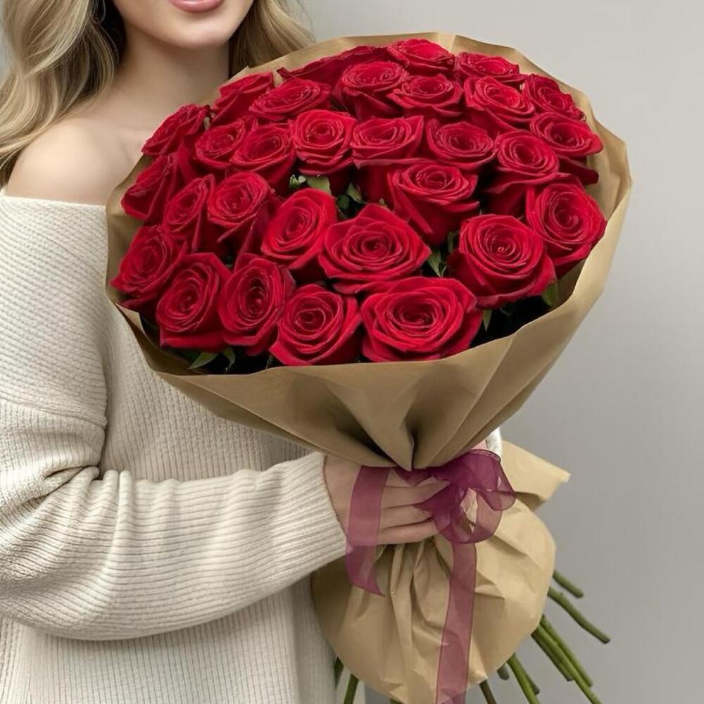 Моно букет из алой розы > Любовь в каждом лепестке️️️😘>