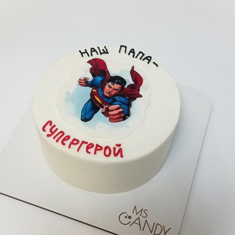 Бенто-торт "Папа - супергерой" 450 г., размер S, папе, на день рождения, день отца