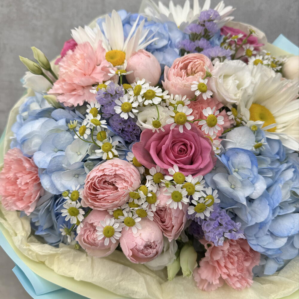 Букет сборный дофаминовый 🤩😍♥️ для самой любимой девушки на День рождение ♥️😘🔥🤩 гортензия, ромашка, роза 🌸