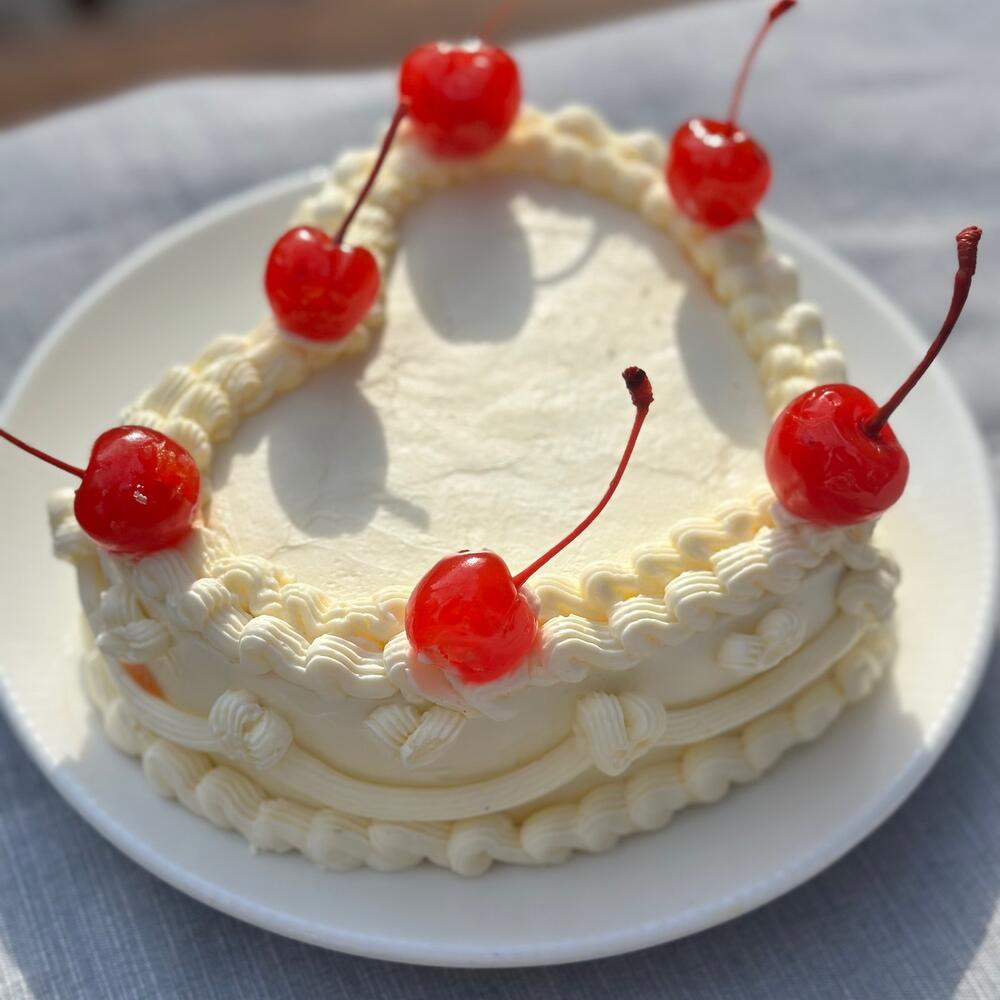 Honey cake with cherries