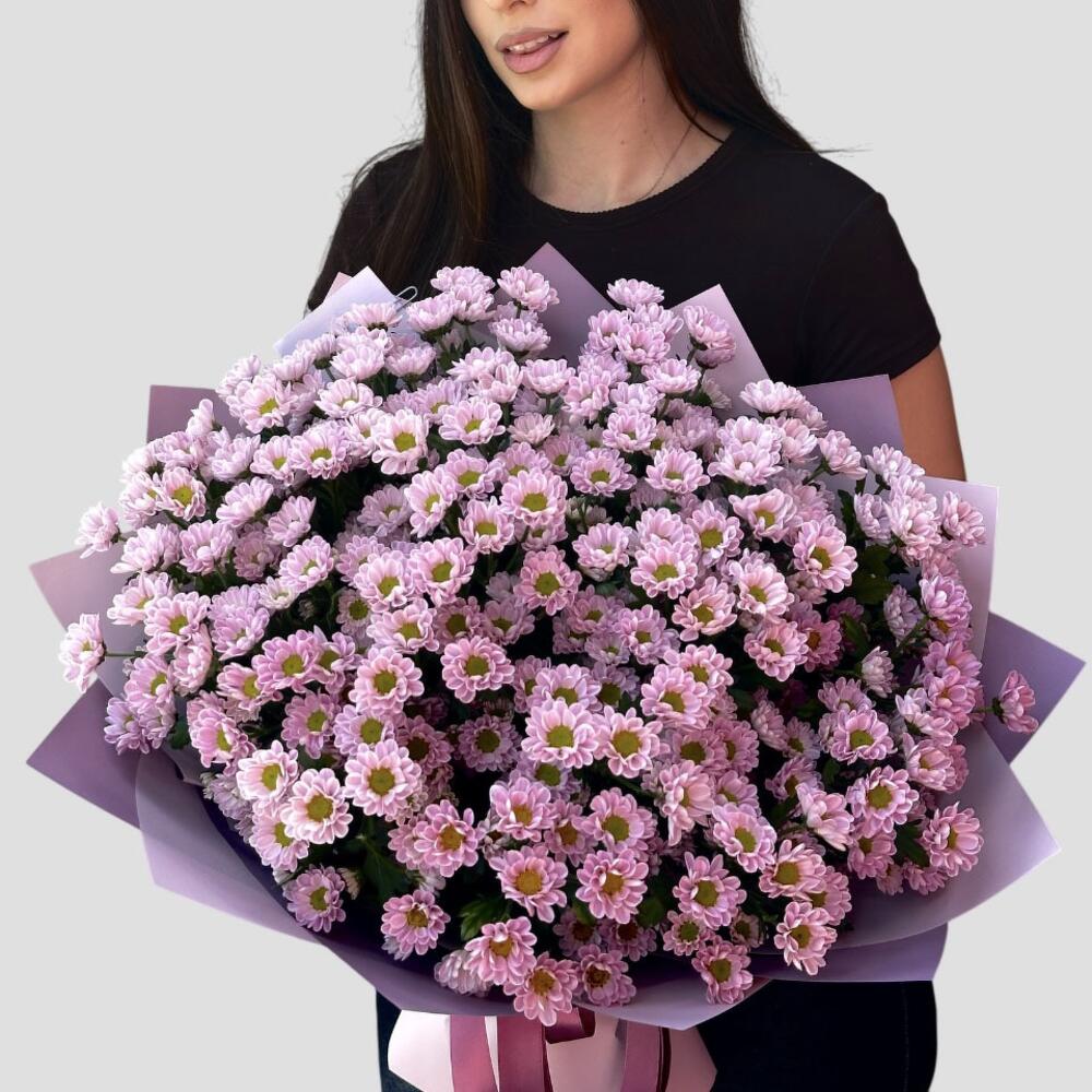 25 розовых хризантем