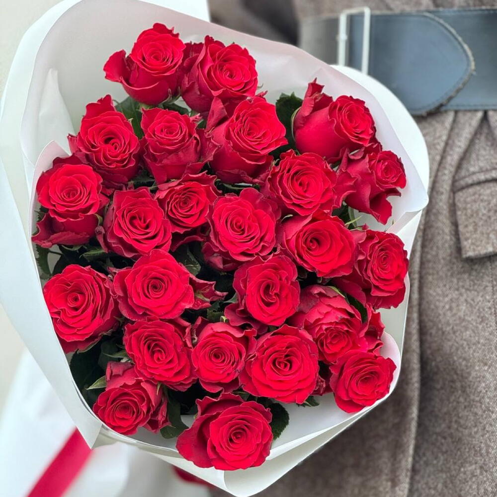 Букет из 25 бордовых роз 🌹
