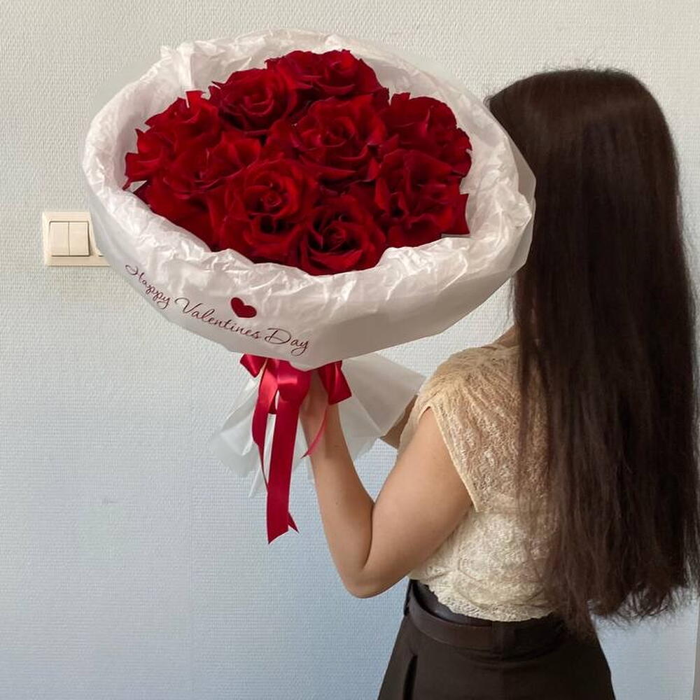 Моно букет из розы Экспловер с надписью Я тебя люблю💕