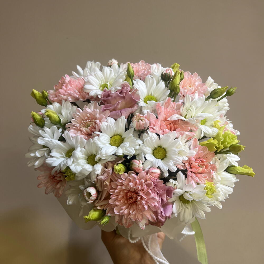 композиция эустома с хризантемой🌸