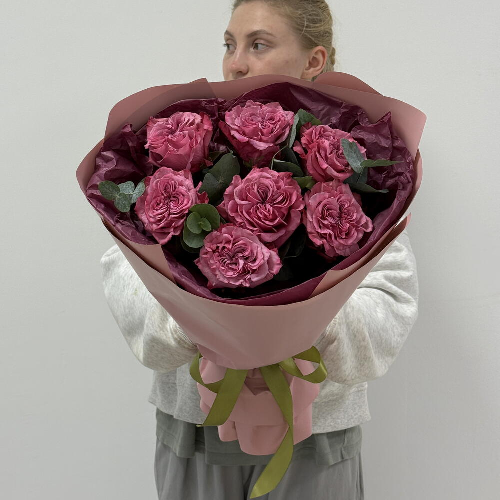 Монобукет  «Сад мадемуазель💃»из пионовидных роз сорта Кантри Блю🌸
