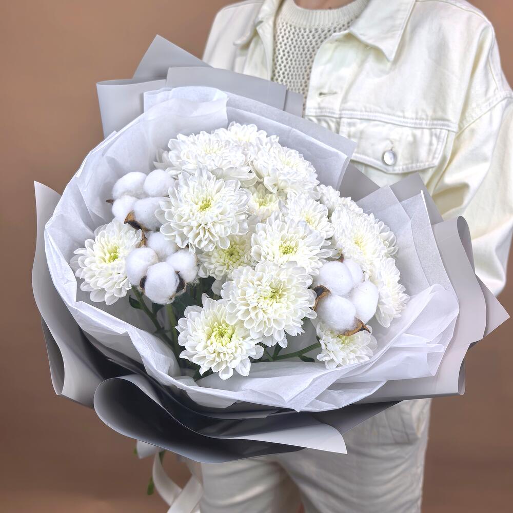 Белая Хризантема с Хлопком, 3 шт