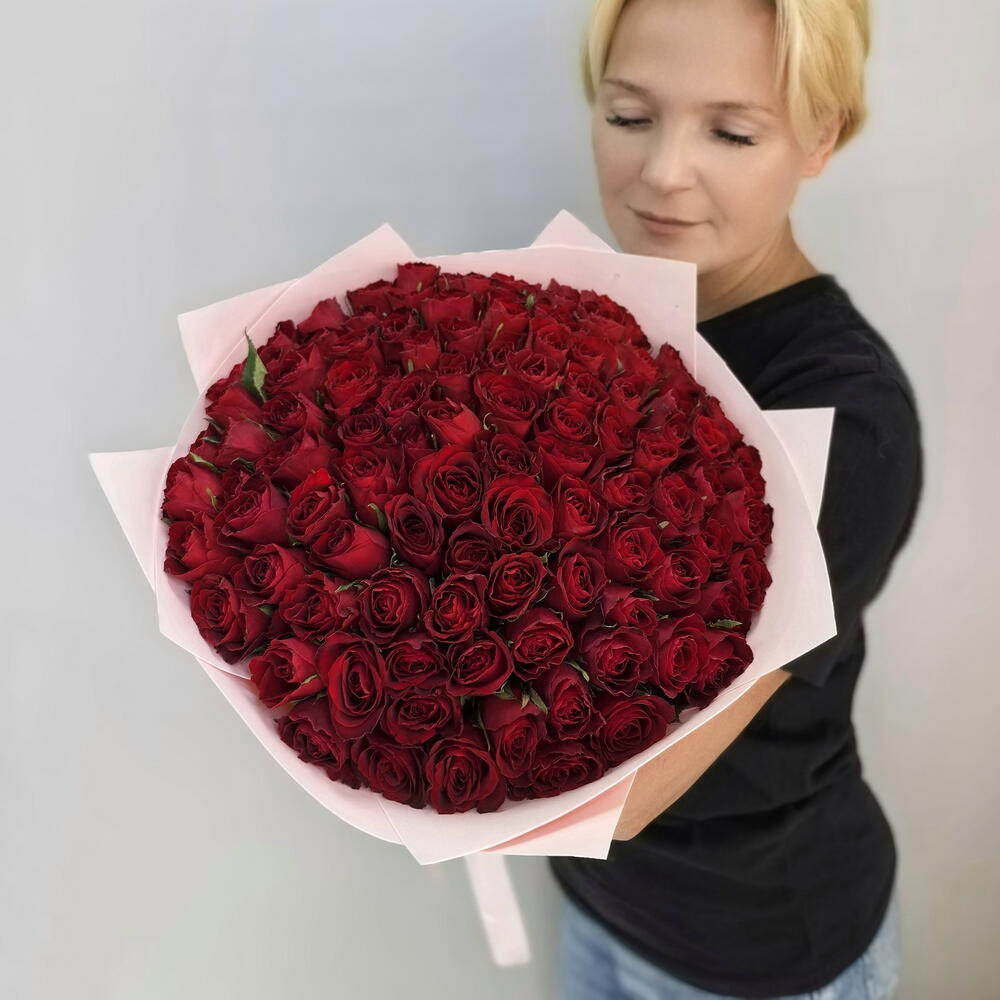 -20%Акция️Стильный монобукет из розы Кения 101 роза/Цветы Уфа/Цветы в Уфе/Доставка цветов Уфа