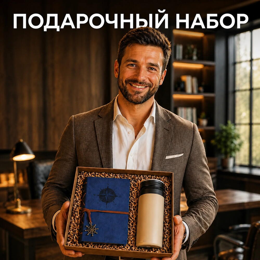 Подарочный набор с термокружкой и блокнотом
