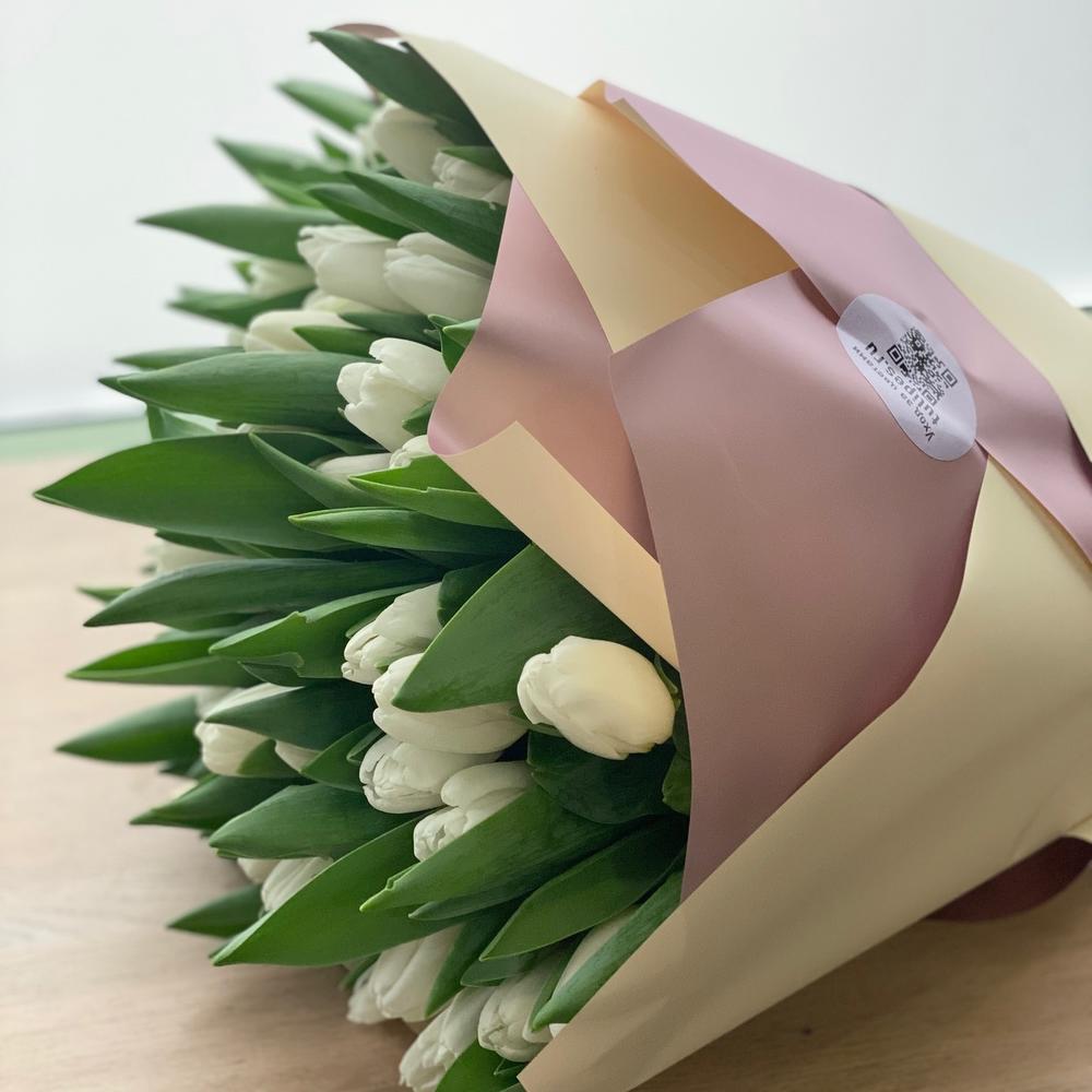 Белый тюльпан 65 шт 💜💜💜