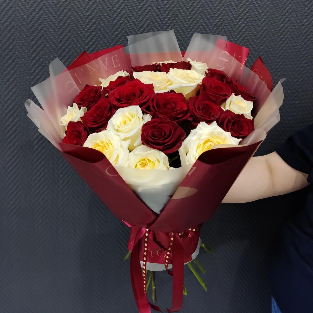 Большой букет роз премиум, 25 шт