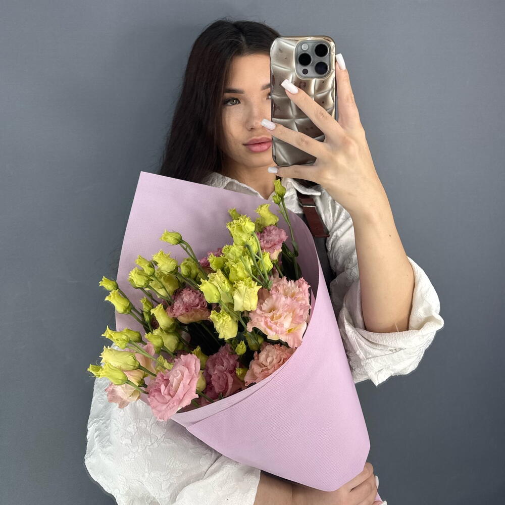 💖МОНОбукет из нежно-розовой эустомы