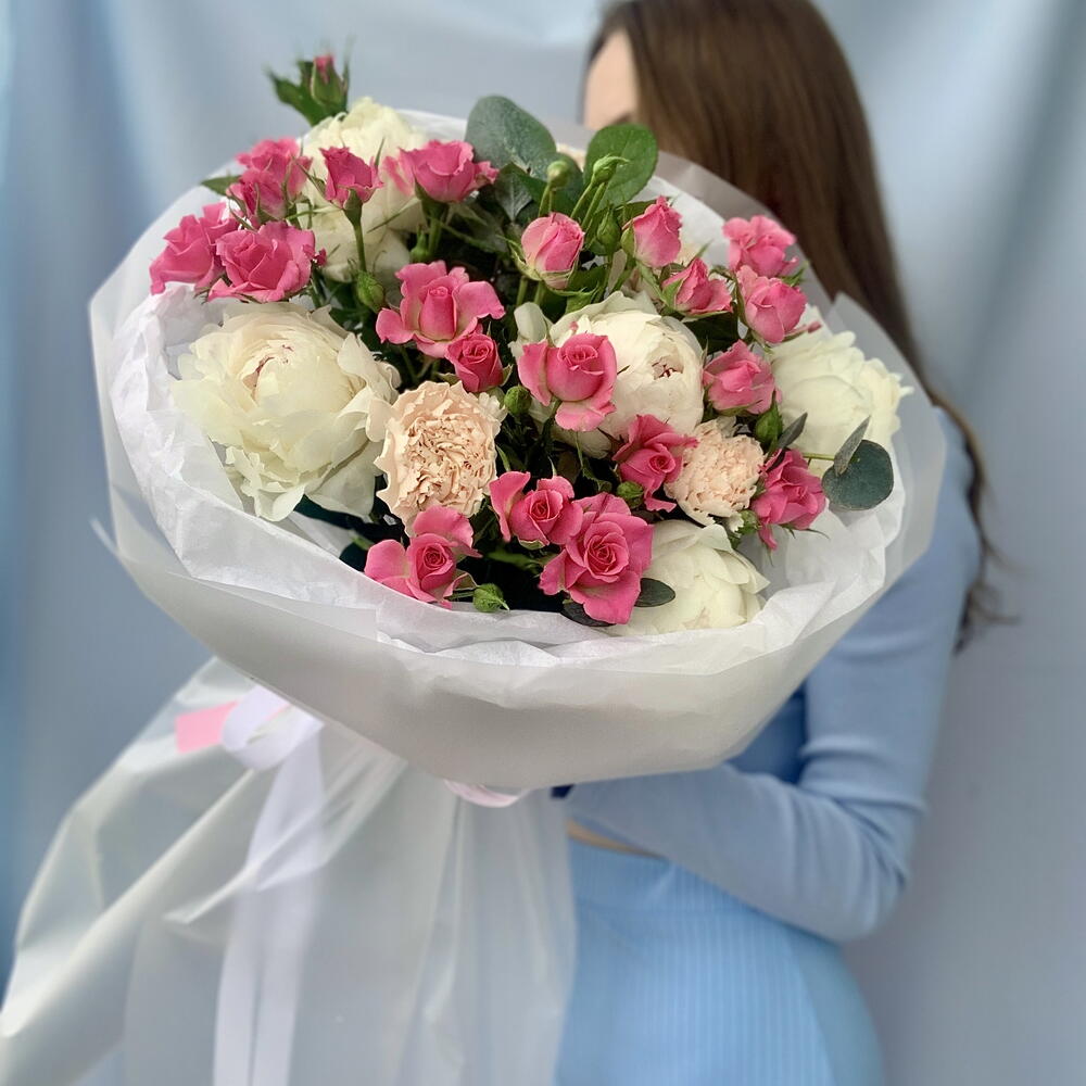Букет «Цветочный сад»🌷пионы,розы
