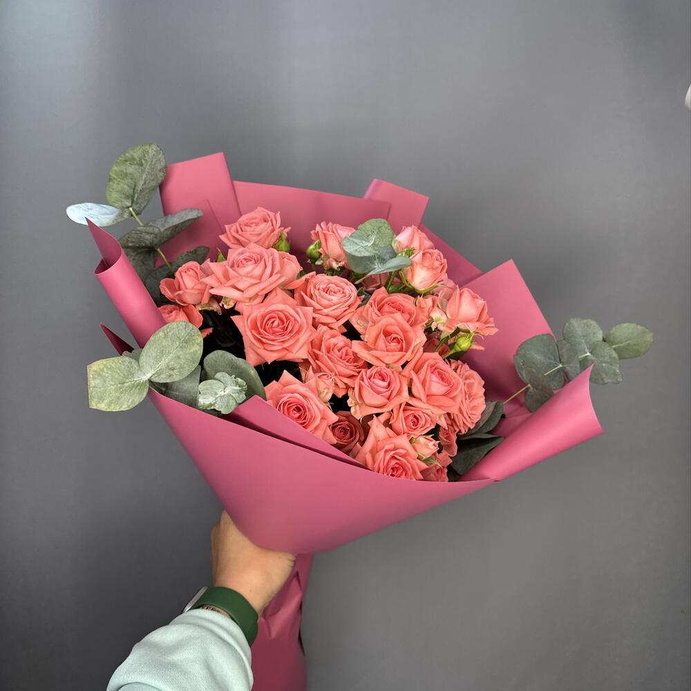 Букет кустовых роз с эвкалиптом 😻🎀