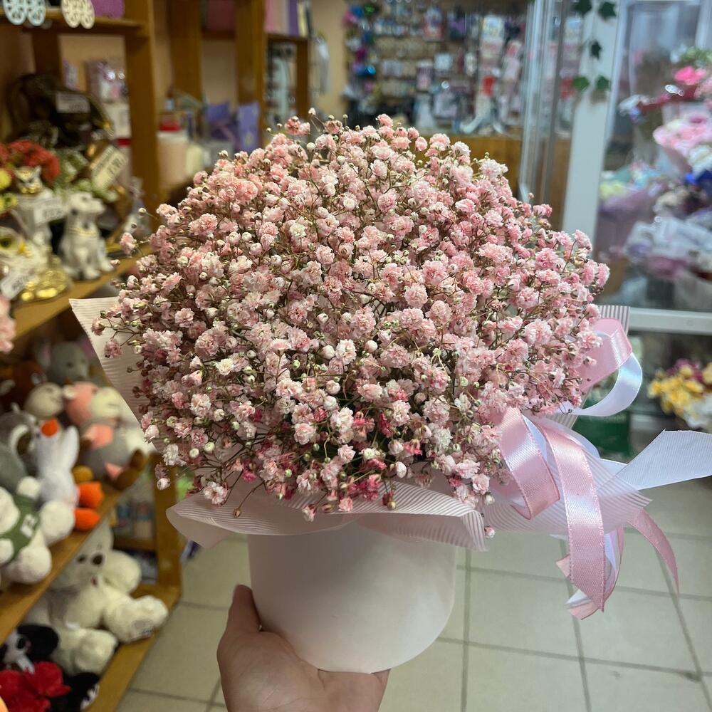 Розовая Гипсофила в коробке