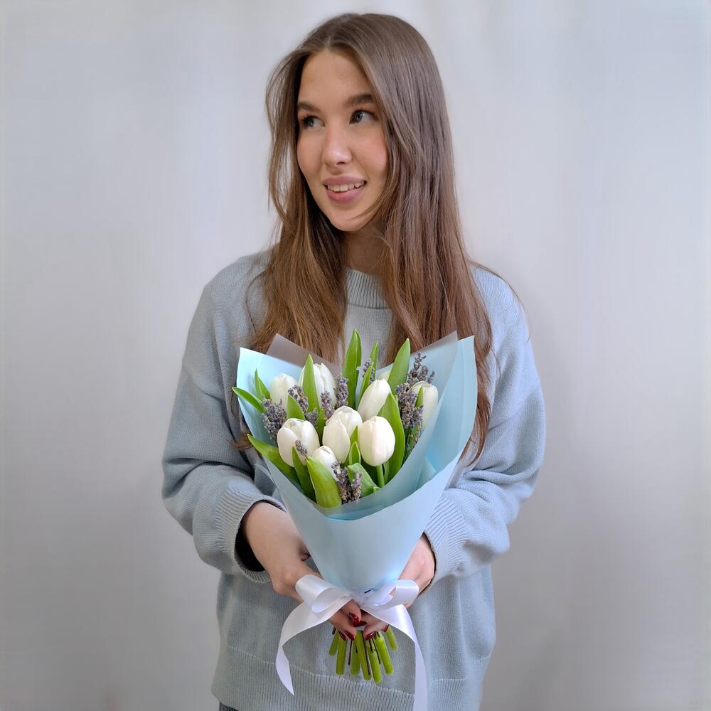Букет Тюльпаны и Лаванда, 9 шт