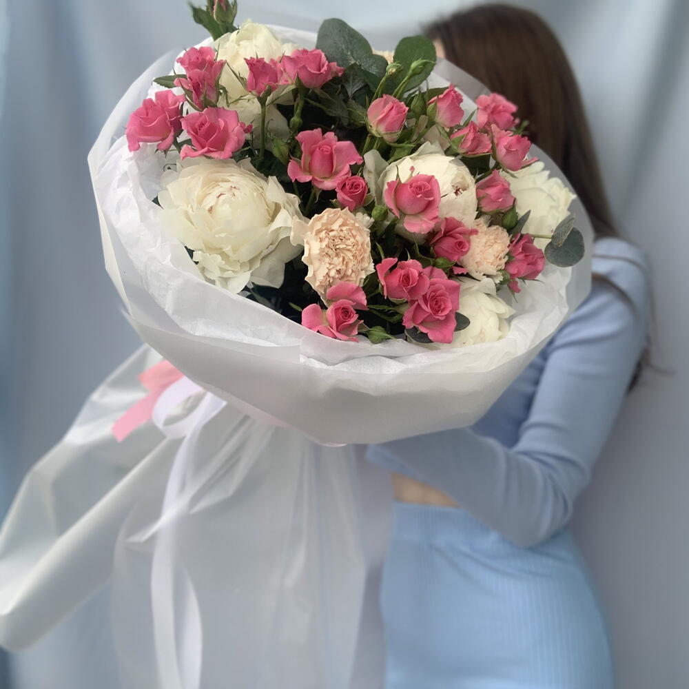 Букет «Цветочный сад»🌷пионы,розы