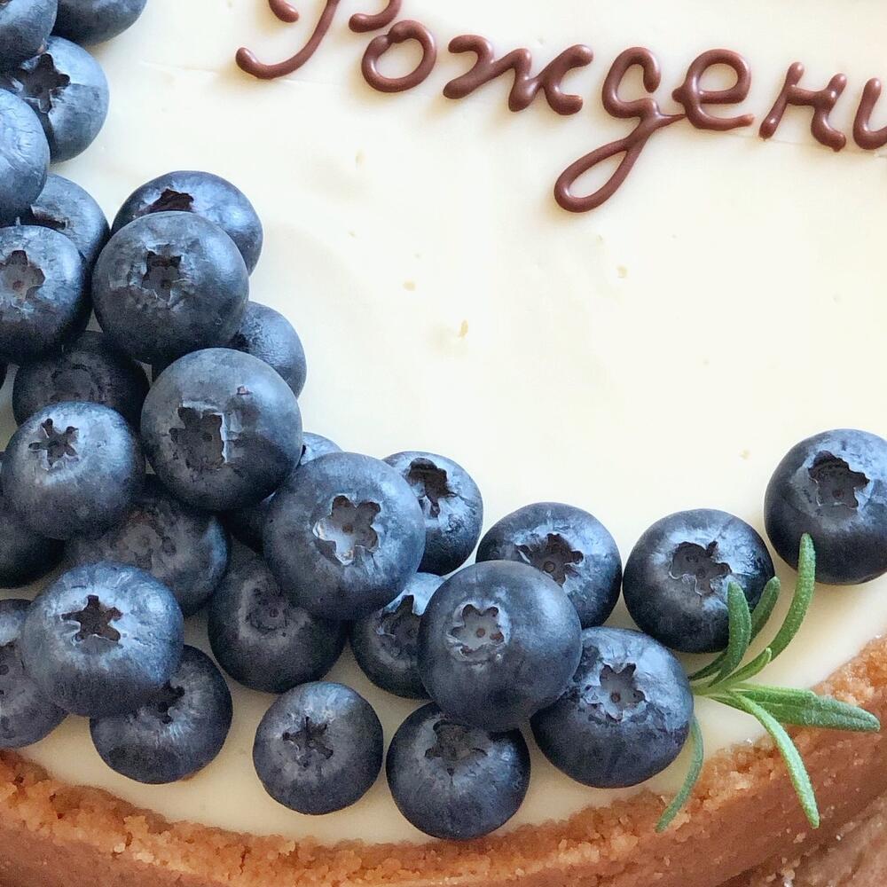 New York cheesecake with blueberries
