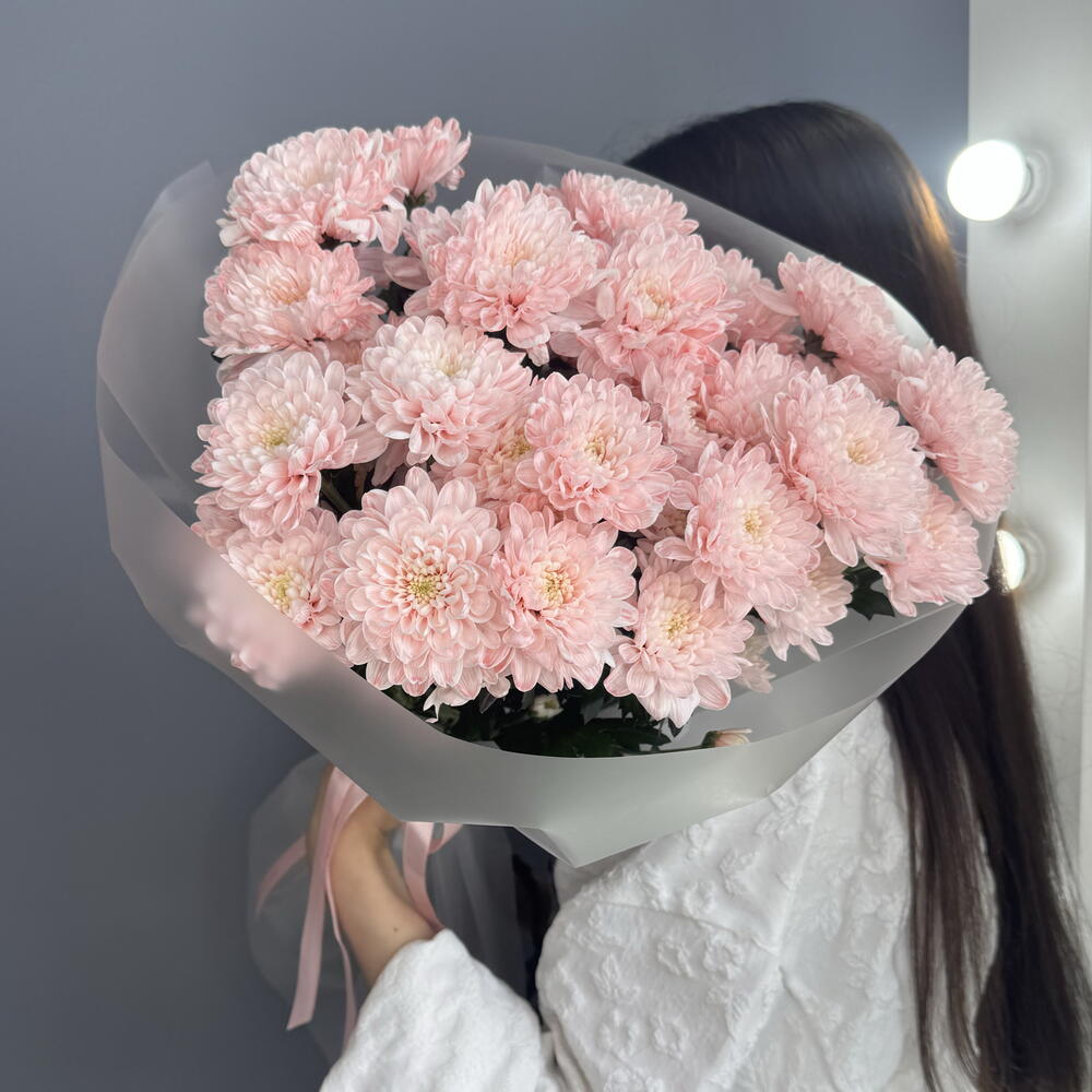 МОНОбукет «Нежность персика🍑🧡» из цветной хризантемы Алтай