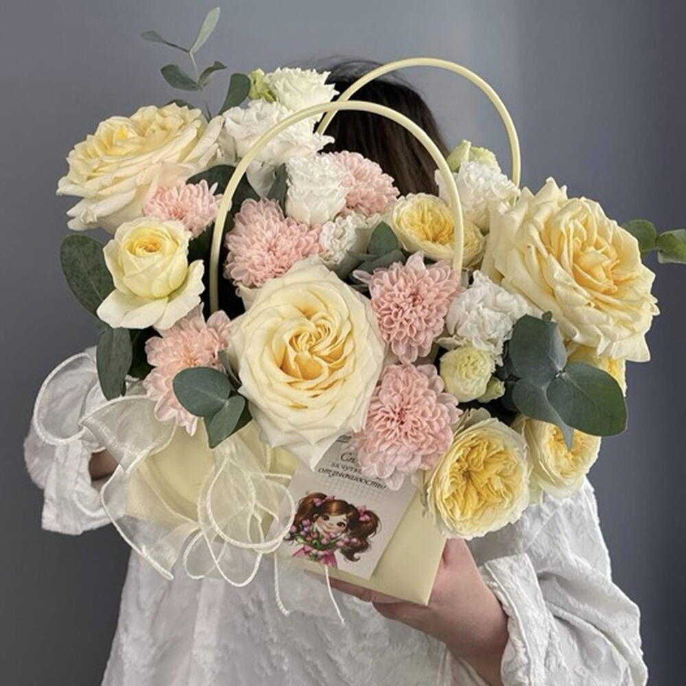 Композиция нежная 💛 пионовидная Роза 💛💛💛 Роза кустовая пионовидная 🌸 эвкалипт 🌿