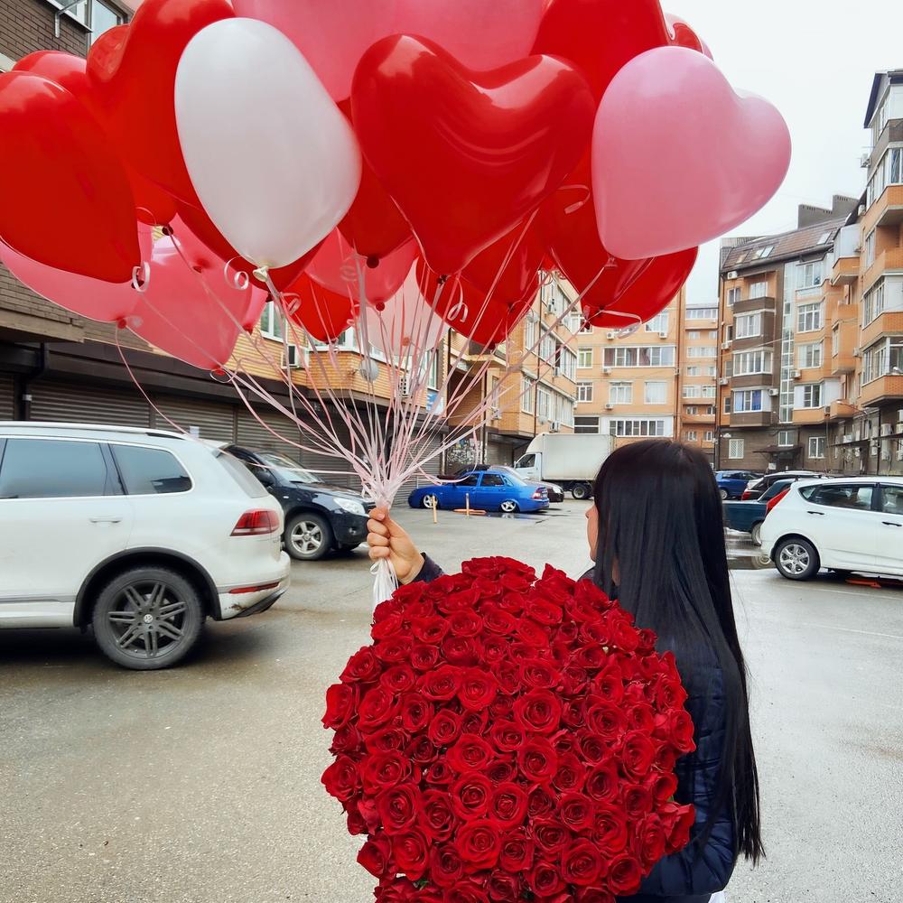 101 Роза+ 35 шаров сердце️️️️️️