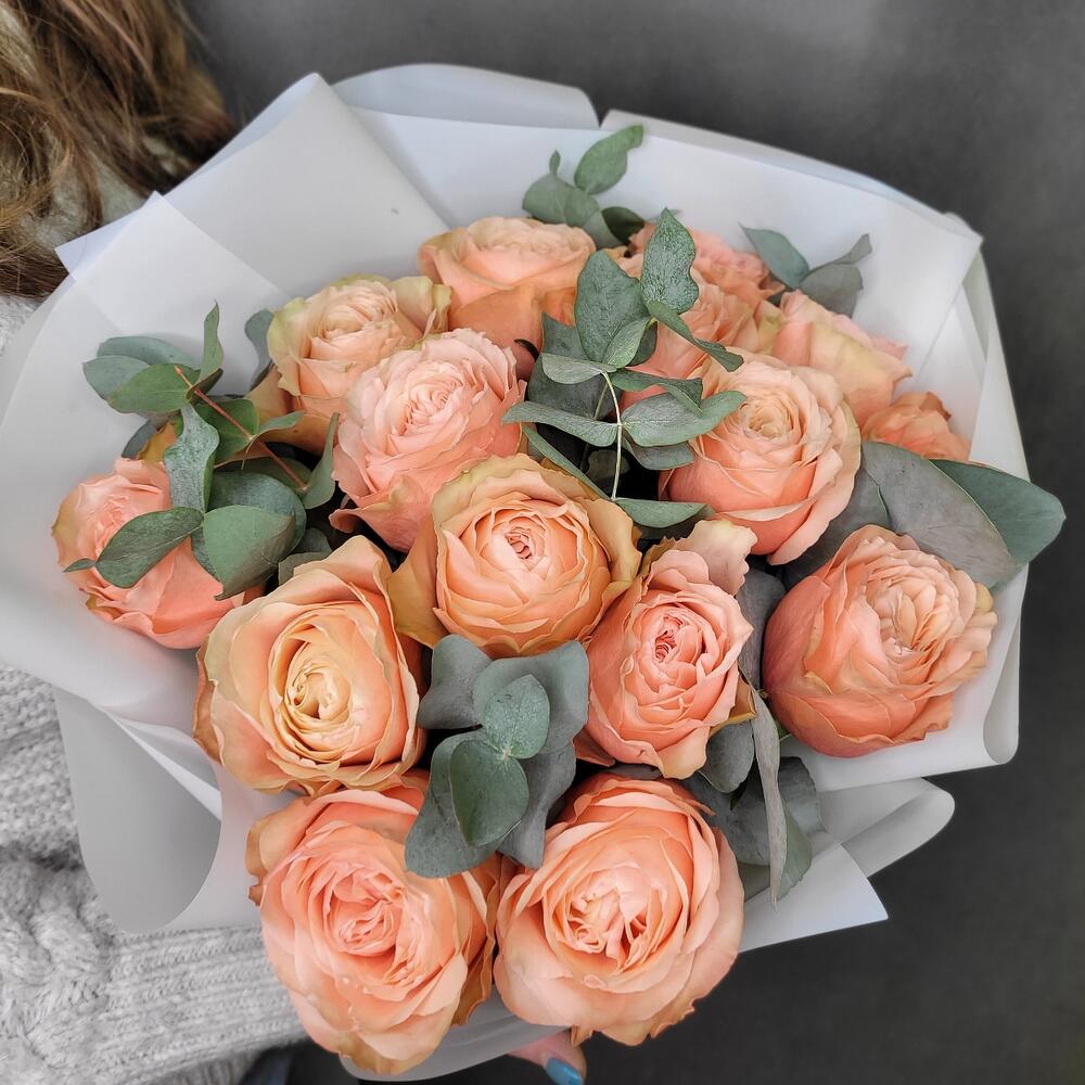 Букет пионовидных роз _11 "Golden rose"