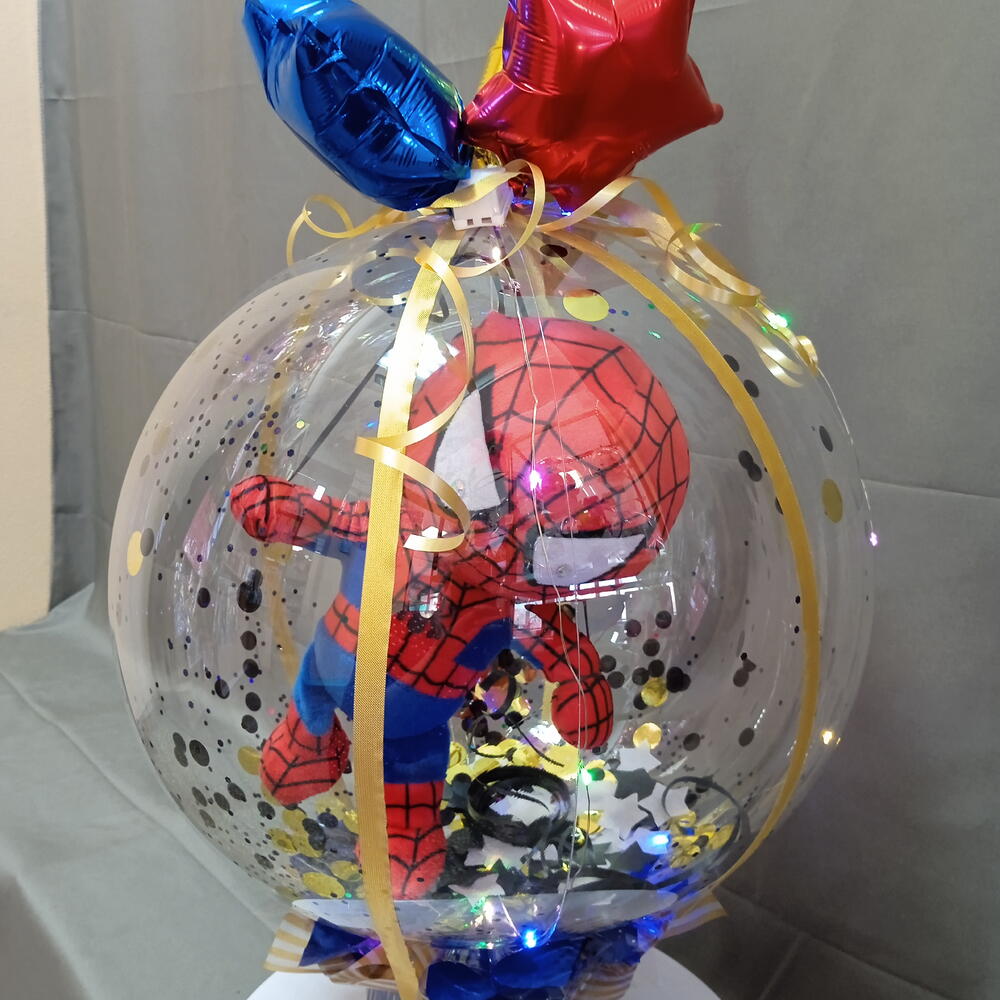 Spider-Man in a balloon