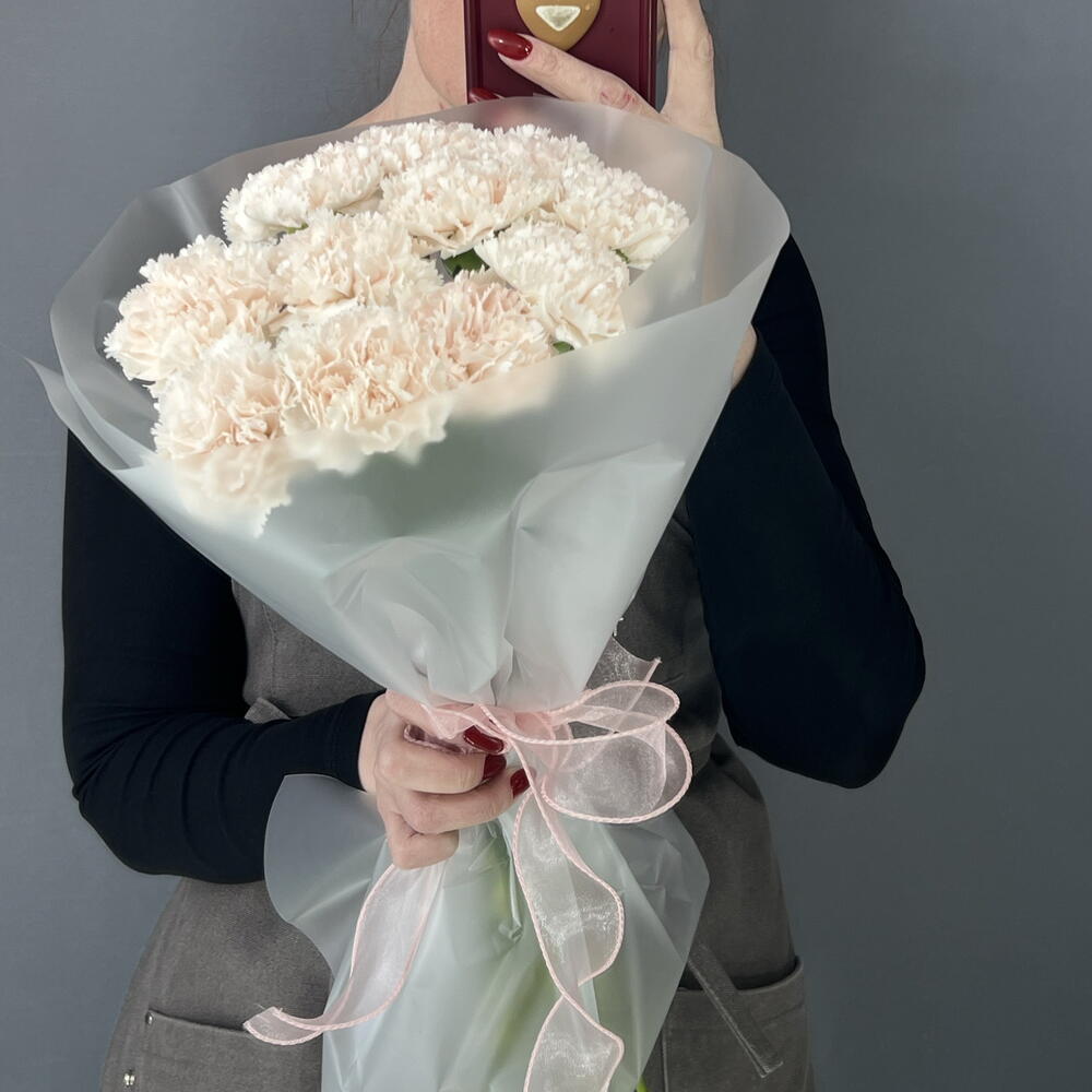 Моно букет кремовый диантус «Брют» 🌸🌸🌸