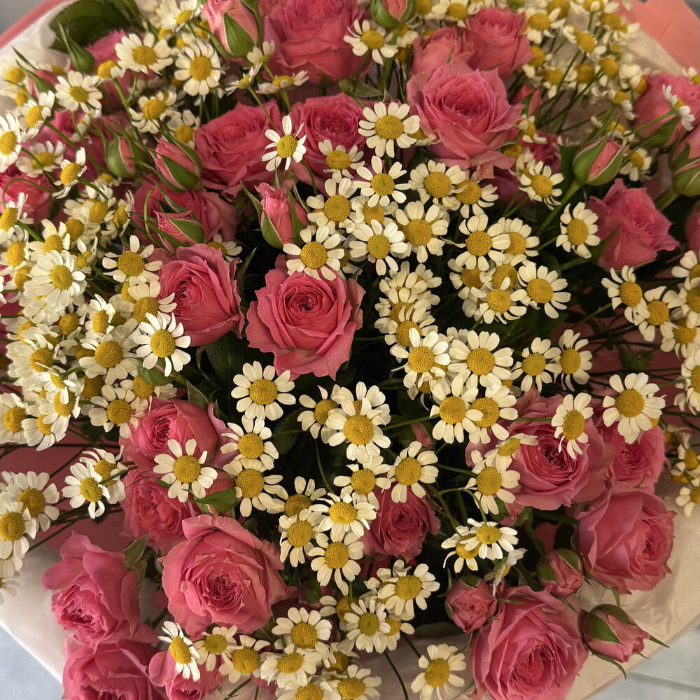 Кустовая Роза с ромашкой