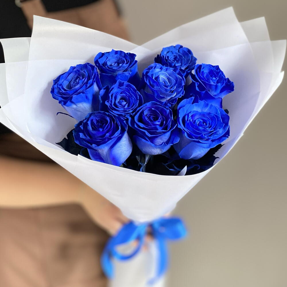 Букет 9 синих роз💙🌸🕊️