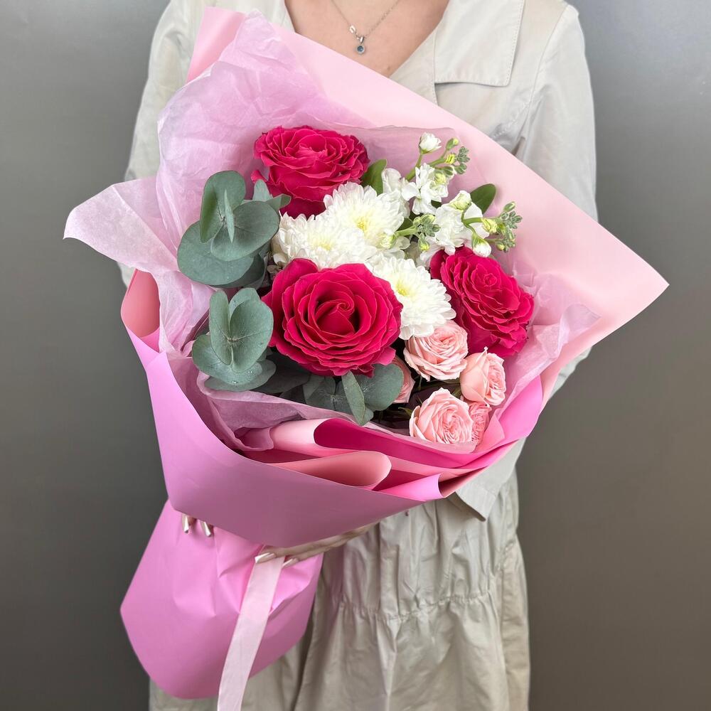 Букет с малиновыми розами💖