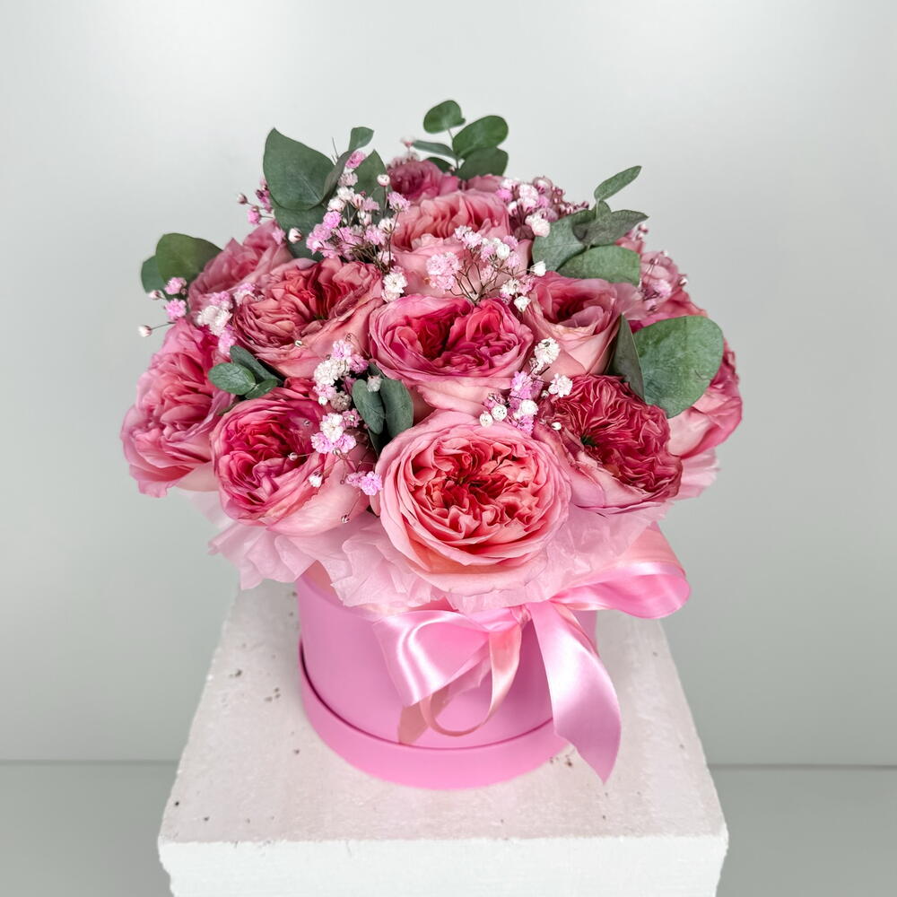 Pink and Red Roses with Gypsophila Box