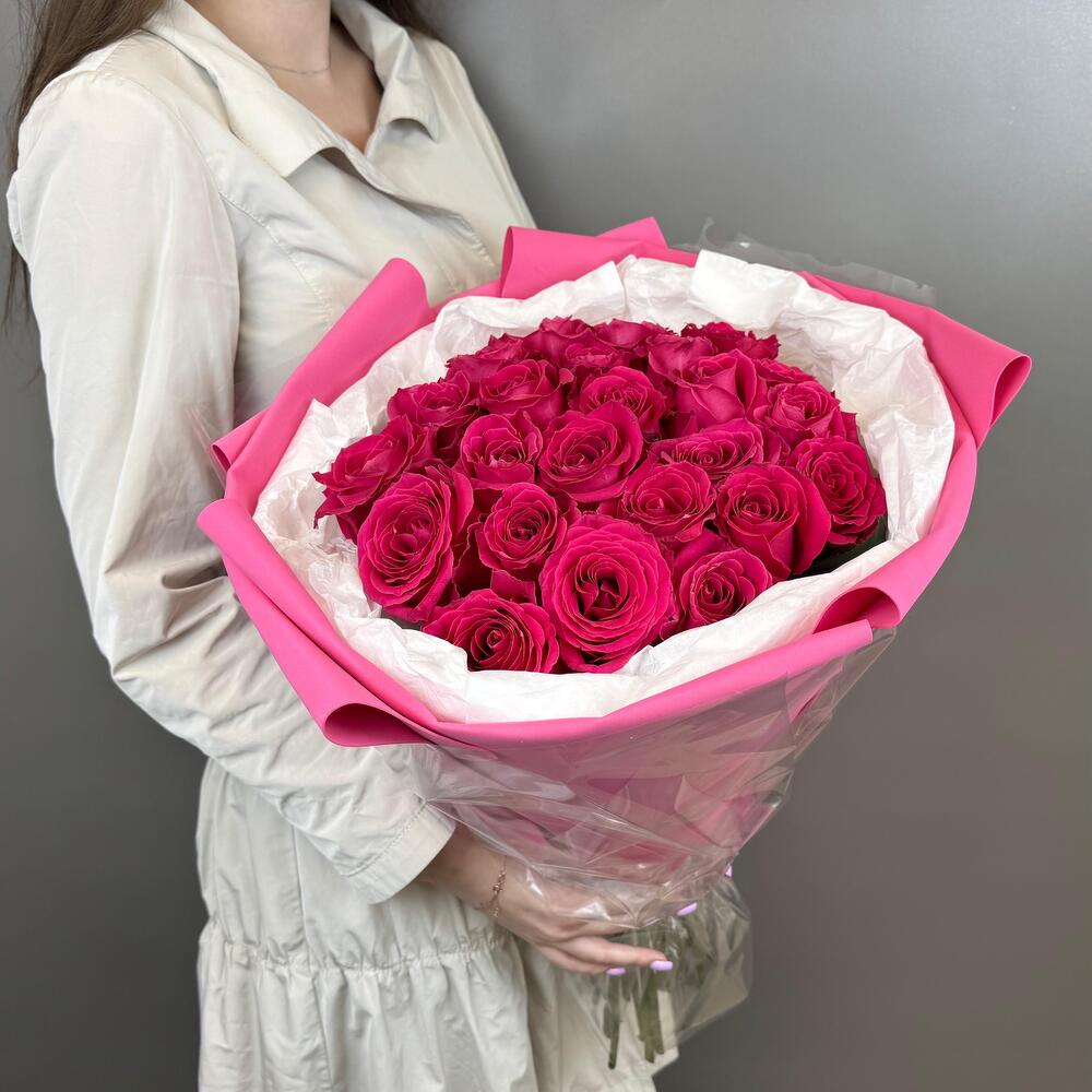 Малиновые розы 25 шт💖💝💞