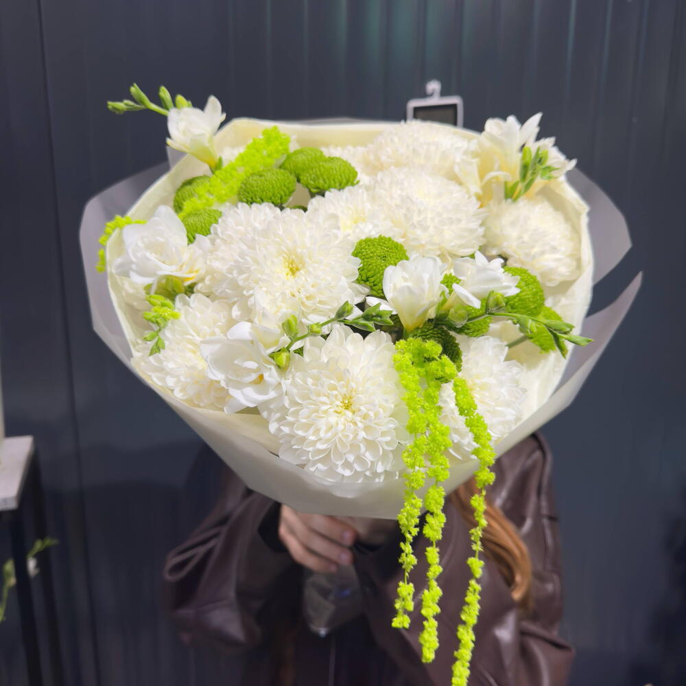 Зеленые цветы С АРОМАТОМ МОХИТО💚 ароматная Фрезия, хризантема, стабилизированный амарант Pure Free💚