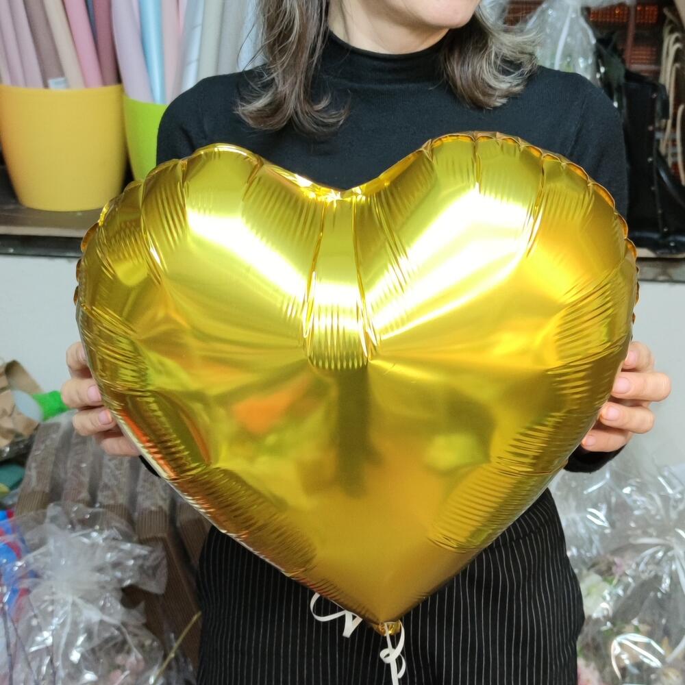 Шар 18" сердце золотой