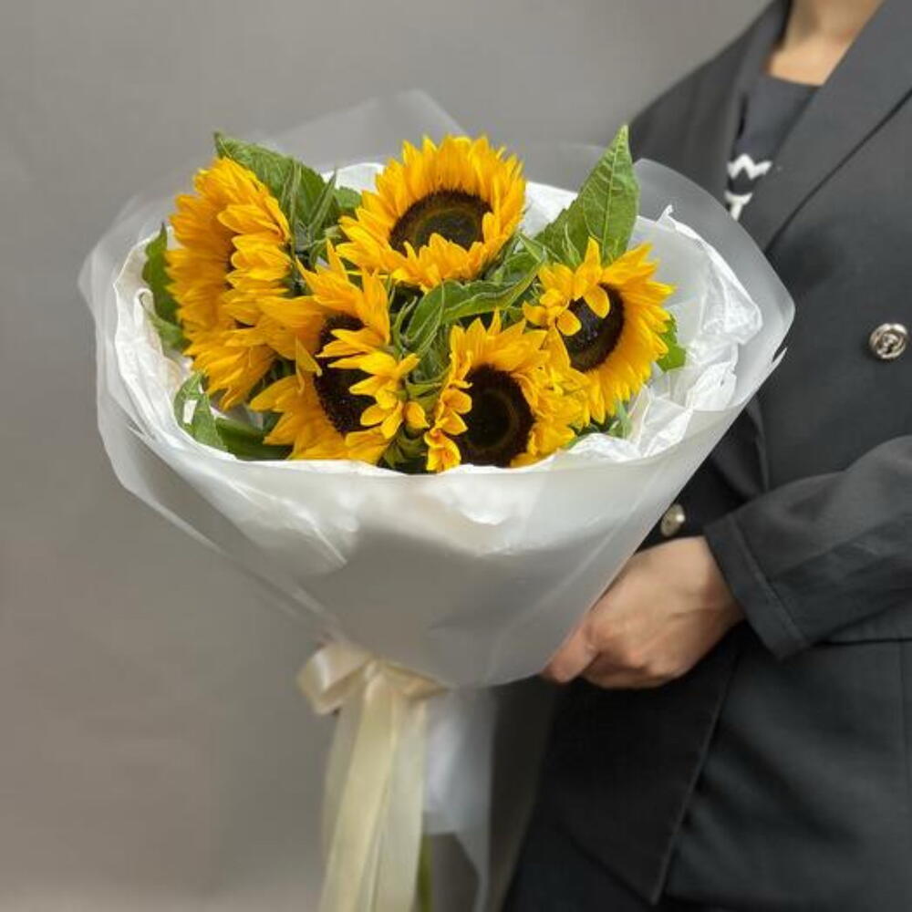 ССолнечное настроение — букет из подсолнухов 🌻