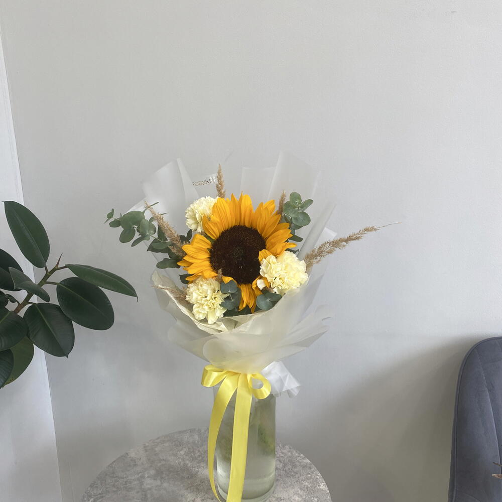 Букет - комплимент солнечный с подсолнухом 🌻
