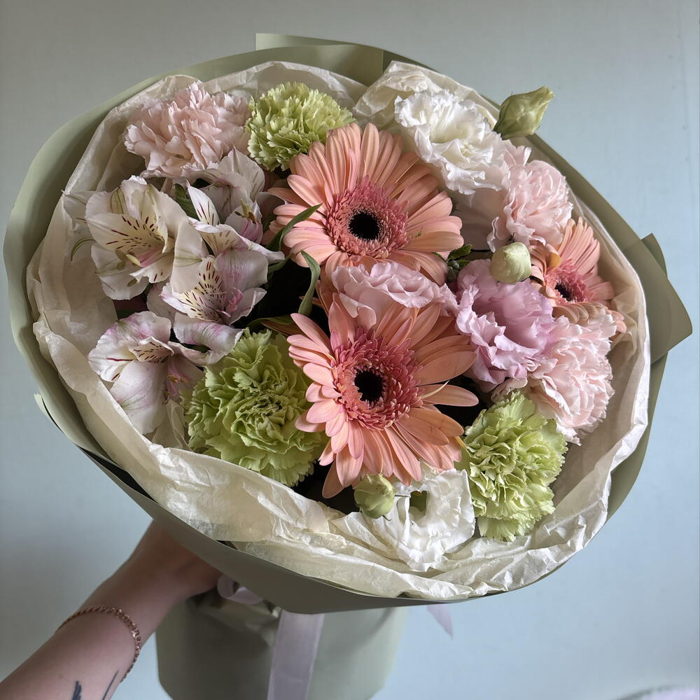 Букет из герберы/эустомы/диантуса💕💐