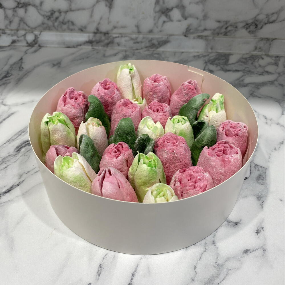 Нежнейший обаятельный букет из зефирных Тюльпанов в коробке! На День рождения, Маме, День учителя, Дочери, Свадьба, Сестре