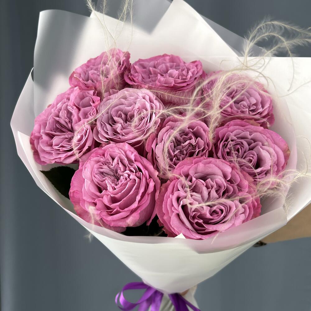 Моно букет из 9 пион роз💜