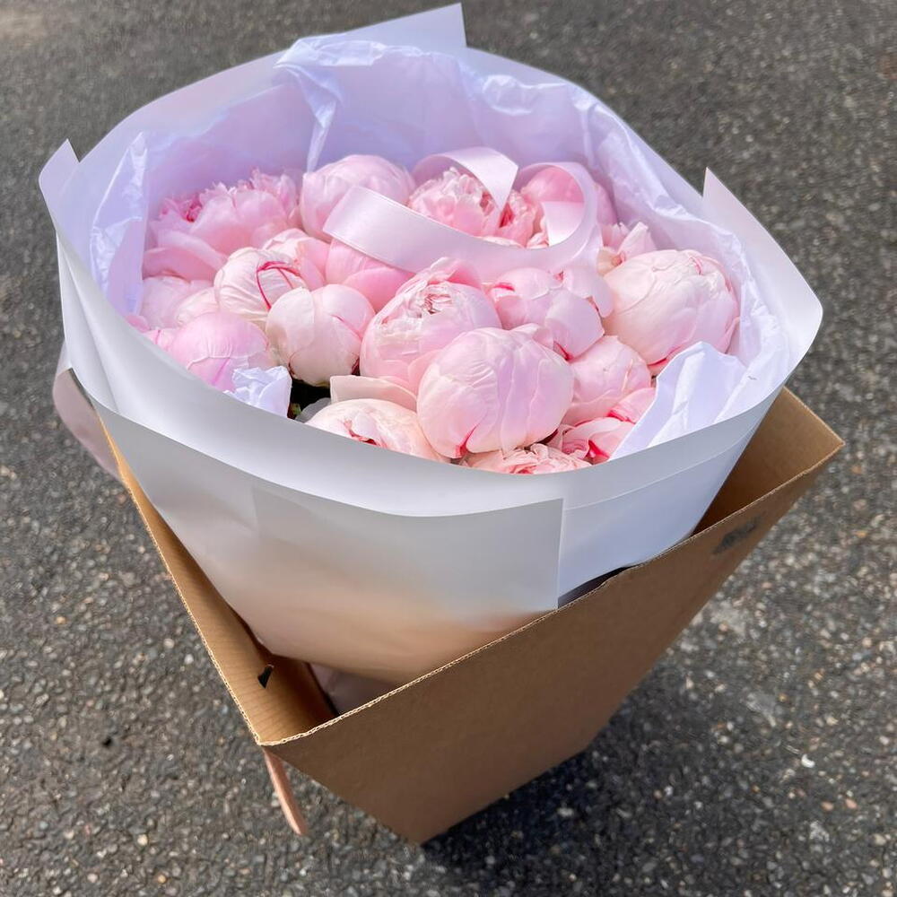 25 розовых пионов