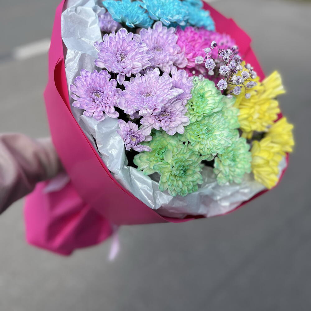 Букет ярких хризантем