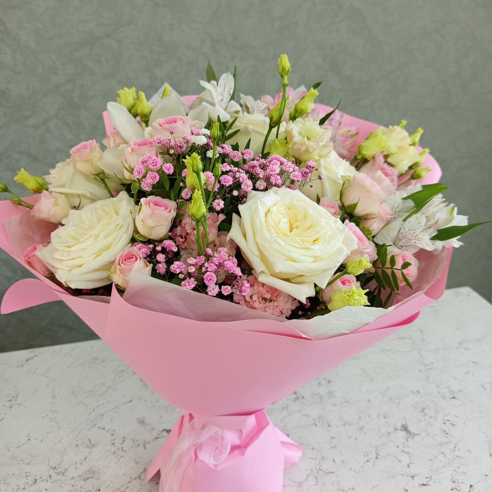 Букет "Ароматные candlelight и королевская эустома"