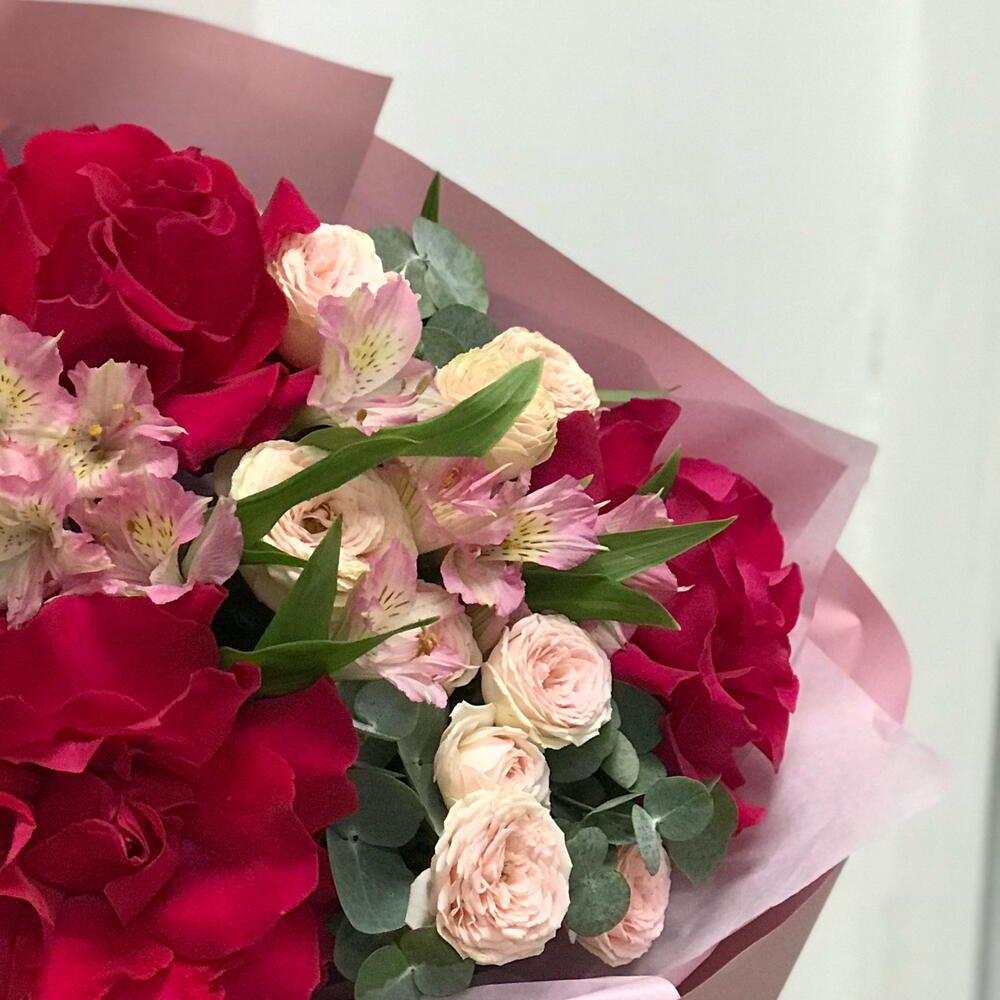 Букет «Дуэт Pink» с французскими розами