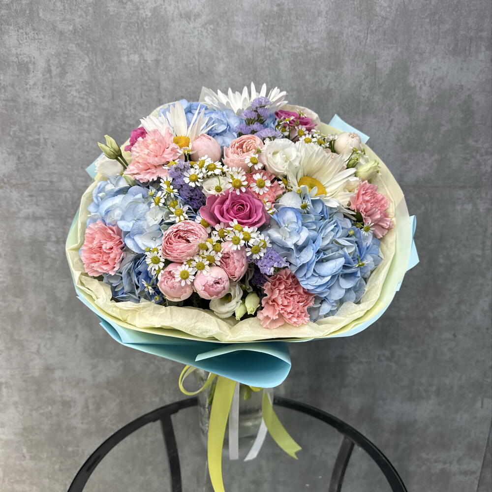 Букет сборный дофаминовый 🤩😍♥️ для самой любимой девушки на День рождение ♥️😘🔥🤩 гортензия, ромашка, роза 🌸