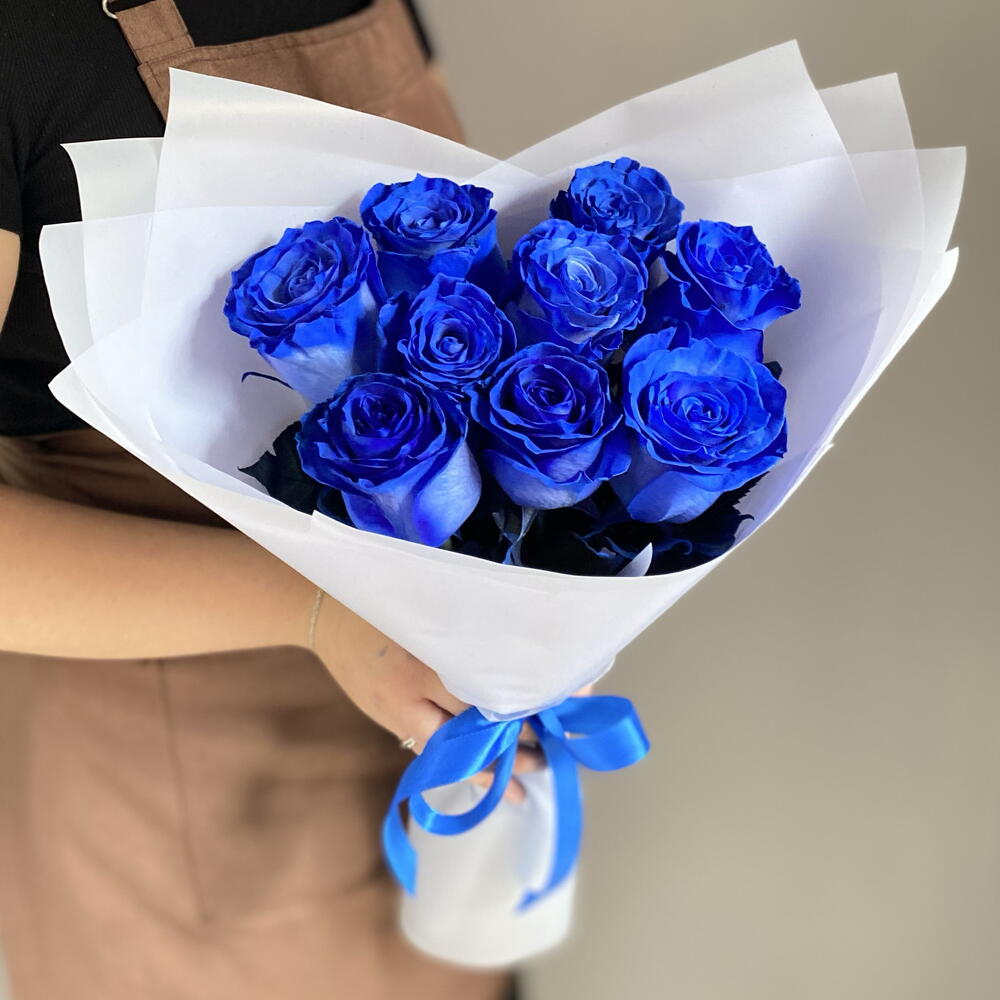 Букет 9 синих роз💙🌸🕊️
