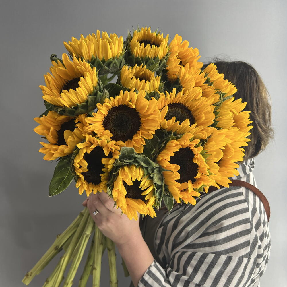 Монобукет 💛 солнечные подсолнухи 🌻🌻🌻 15 шт