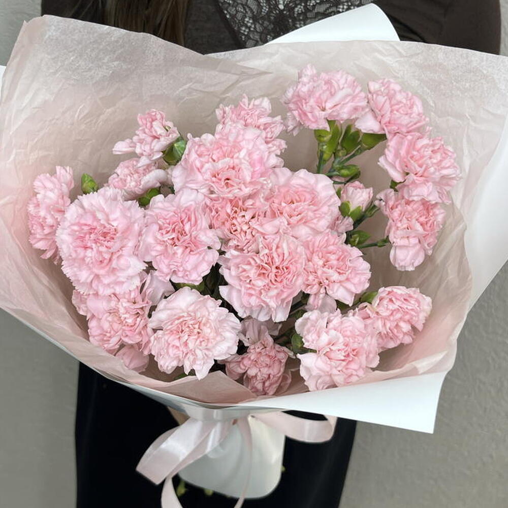 Изящный букет из 15 кустовых диантусов 💕