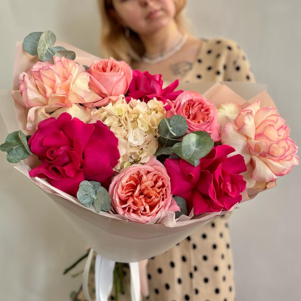 Букет из пионовидных и французских роз, Цветы Санкт-Петербург ...