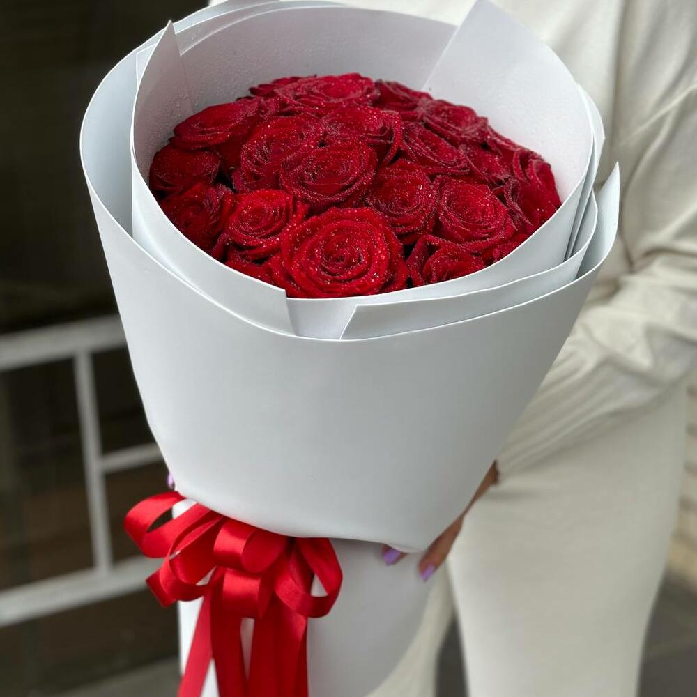 🌹Букет из 25 Красных Роз в Элегантной Упаковке🌹