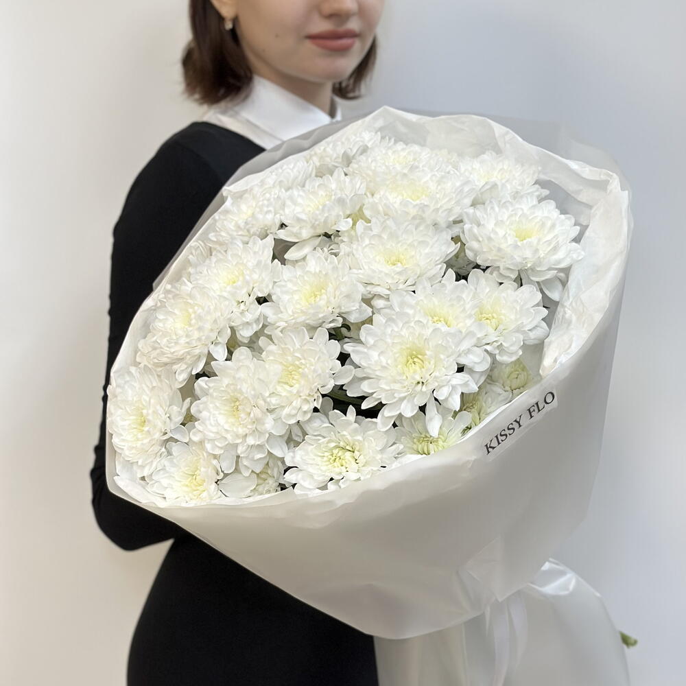 Букет белых кустовых хризантем, 5шт
